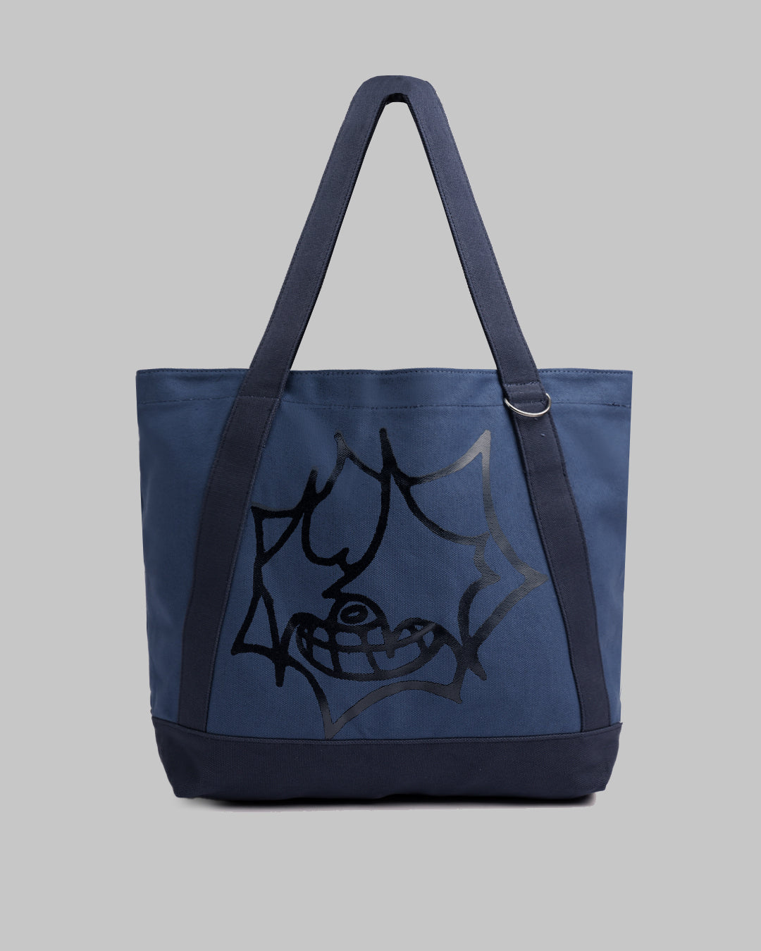 Face Canvas Tote Bag Navy