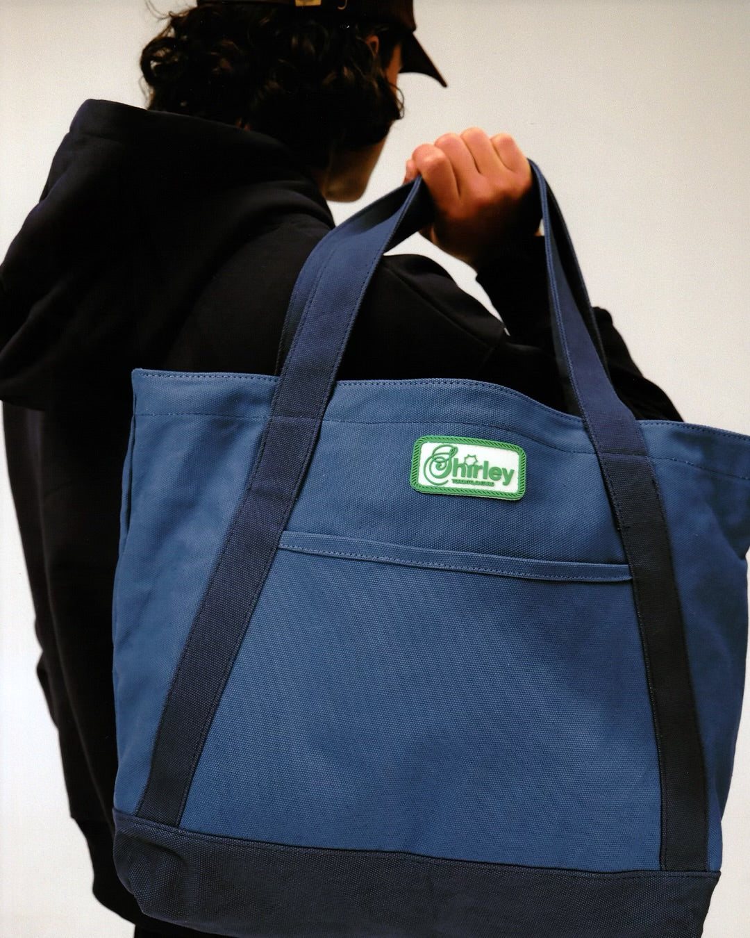 "Face" Canvas Tote Bag - Navy