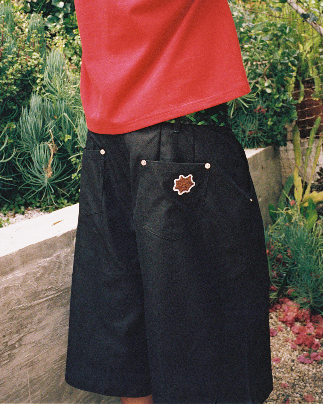 "Hardware" Wide Pleated Shorts - Black