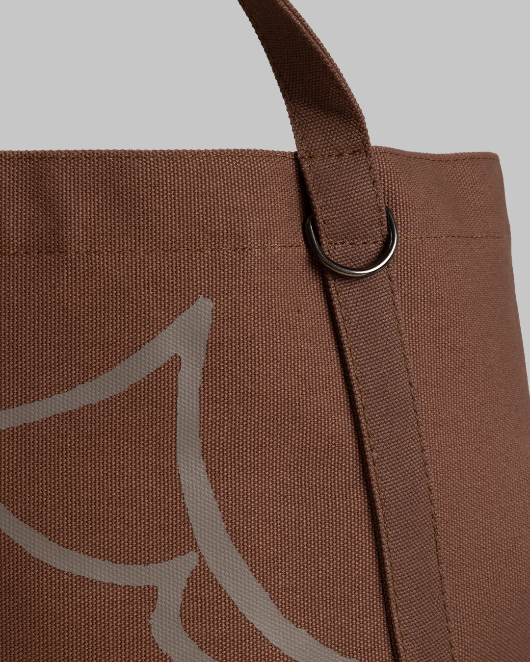 "Face" Canvas Tote Bag - Brown