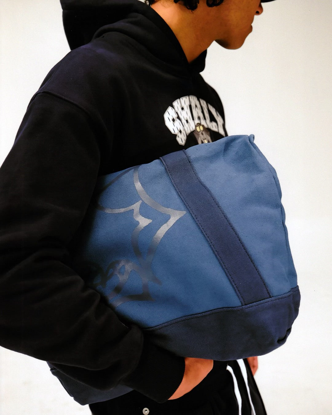 "Face" Canvas Tote Bag - Navy