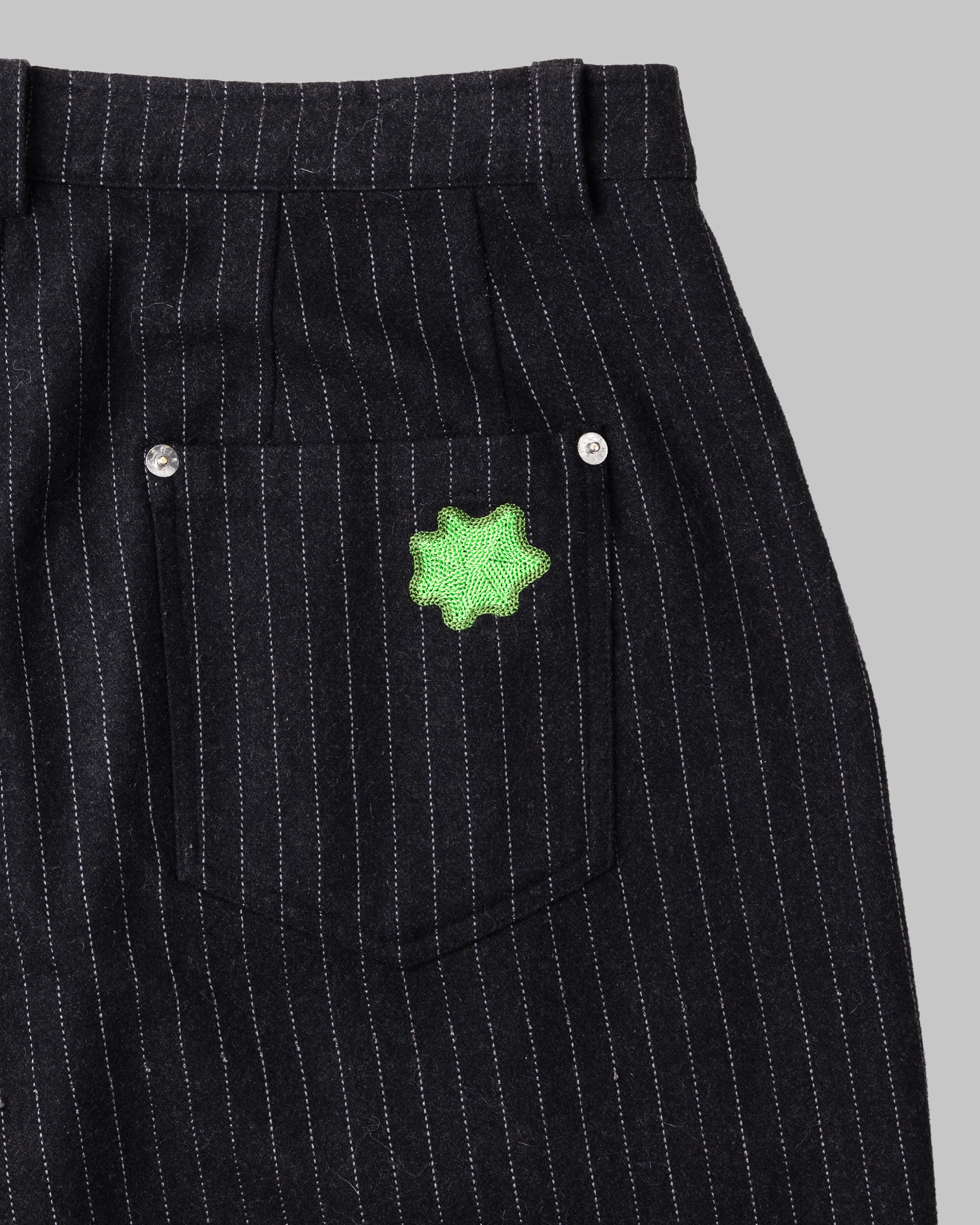 "Hardware" Wool Trouser - Black Pinstripe