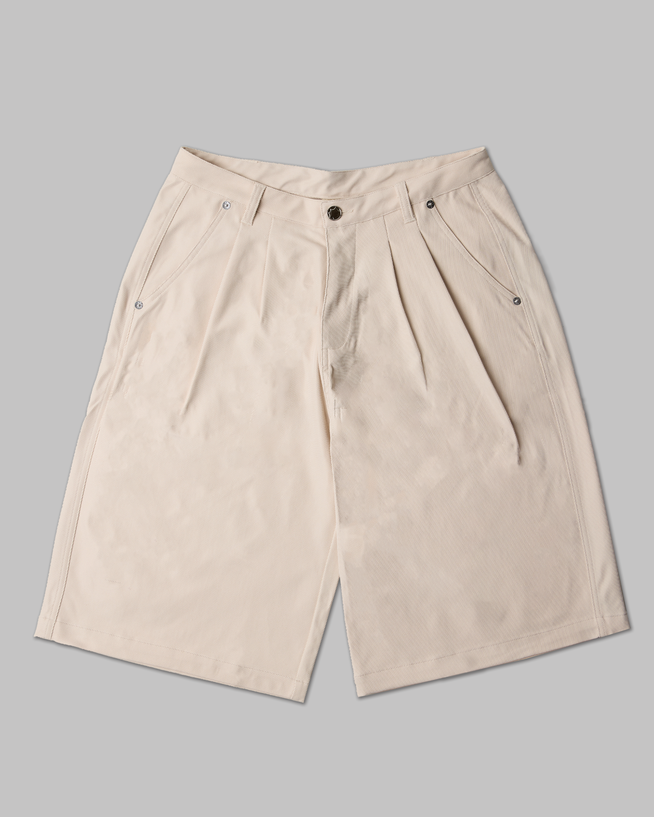 "Hardware" Wide Pleated Shorts - Tan