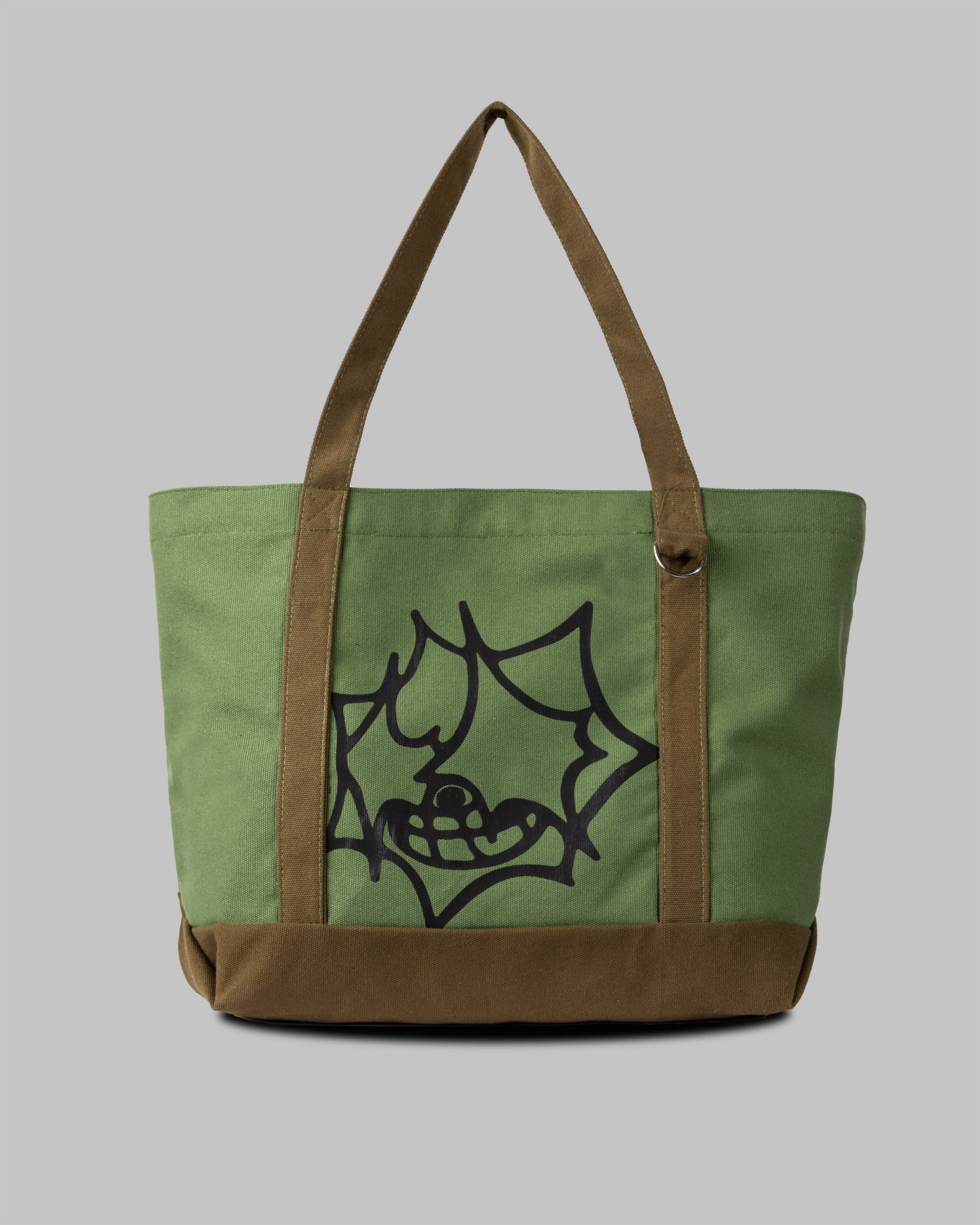 "Face" Canvas Tote Bag - Green